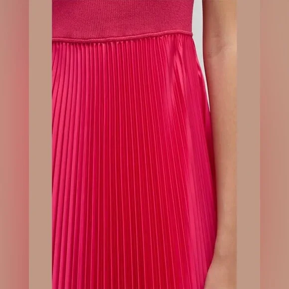 elie tahari mixed media pleated midi dress Elie Tahari Mave Mixed Media Garden Print Midi Dress